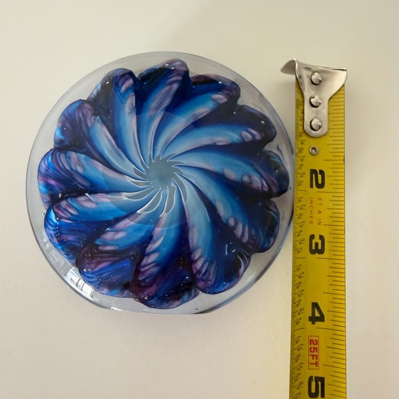 Blue and Purple Swirl Glass Art Piece - Picture 4 of 5
